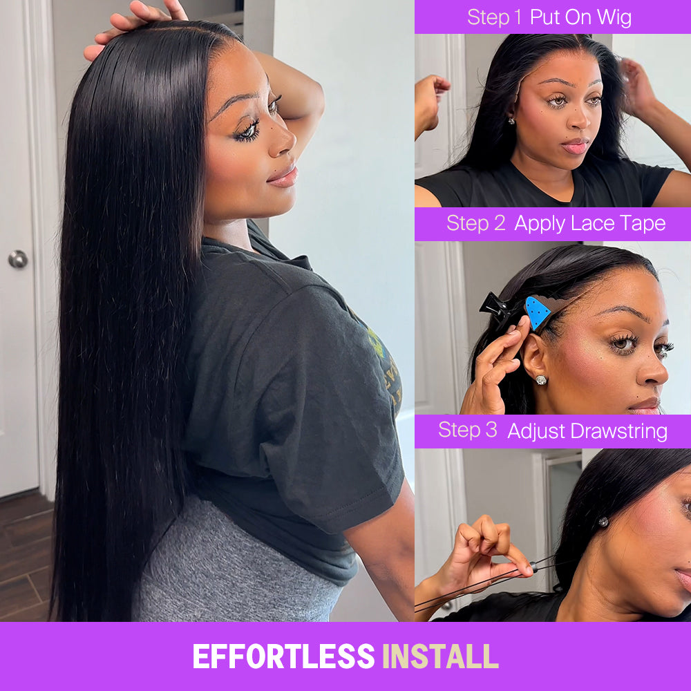 nafayah Upgrade 13x6 Three-Go™ Glueless Wig Straight/Body Wave Pre-Cut Ear-to-Ear Lace Frontal Pull Go Wigs All Pre-Styled