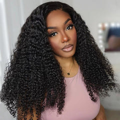 nafayah 3 en 1 Demi Perruque Sans Colle Boucles Jerry Avec Cordon Naturel Noir Amical pour Débutants