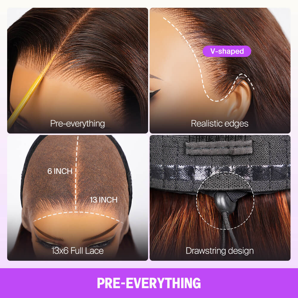 nafayah Airtouch Balayage 13x6 Three-Go™ Perruques Frontales En Dentelle Sans Colle Pull Go Ombre Brune à Blond Miel Ondes Corporelles Pré-All Perruques