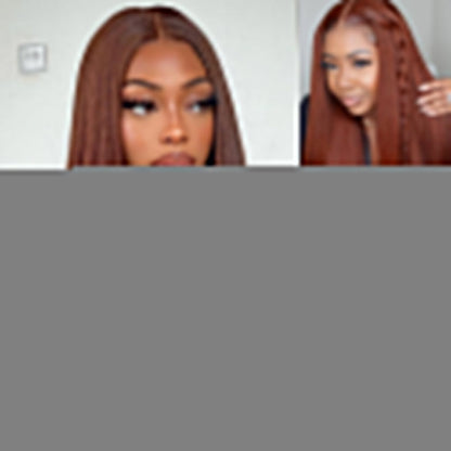 Reddish Brown Straight 13x4 Transparent Lace Front Wig With Pre-plucked Hairline